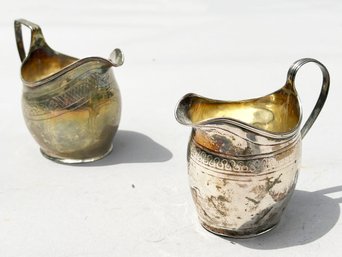A Pairing Of Antique Sterling Silver Creamers, Late Georgian, Hallmarked (see Photos)