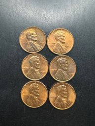 6 Wheat Pennies 1956, (2)1958, (3) 1958-D