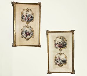 A Pair Of Antique Hand Colored Etchings, Boucher