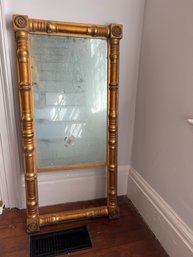 Antique 19th C Gilt Wood Mirror, Needs Repair