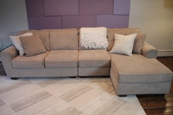 Neutral Fabric Sectional Sofa By Ashley Furniture, Made In The USA