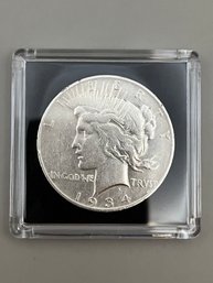 Beautiful 1934-S Silver Peace Dollar In Plastic Case