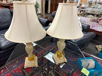Nice Pair Table Lamps With Fabric Shades