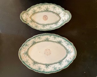 Antique Hamilton Green By John Maddock & Sons Relish Dish And Oval Serving Platter