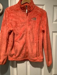 The North Face Womens Jacket Medium Coral Full Zip Fleece Jacket Osito Fuzzy Size Medium