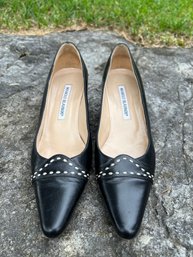 Manolo Blahnik Black Leather Shoes Size 37