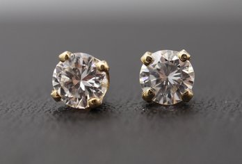 Brilliant Diamond Stud Earrings In 14k Yellow Gold