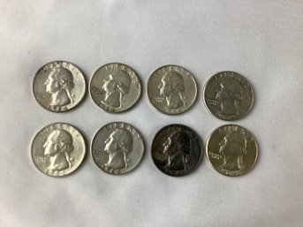 8 - 1964 Washington Quarters (90 Per Cent Silver)