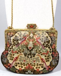 Gorgeous Antique French Petit Point Ladies Purse Personalized Label Jeweled Frame