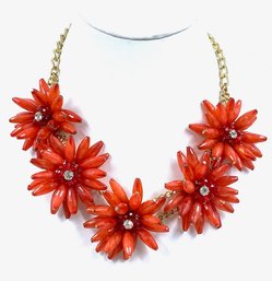 Valentines Figural Floral Bead Fashion Necklace