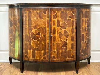 An Art Deco Burr And Rose Wood Demi Lune Console Or Bar Cabinet