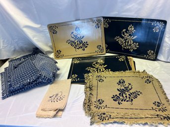 Blue & Tan Pfaltzgraff Inspired Placemats, Napkins & Tablecloth