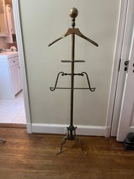 Midcentury Neoclassical Solid Brass Valet Butler Clothing Hanger Rack