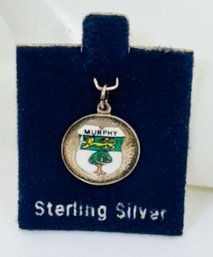 VINTAGE STERLING SILVER MURPHY (IRELAND) CREST COAT OF ARMS ENAMEL CHARM OR PENDANT