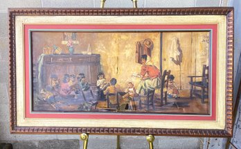 Large Oil On Canvas In Vintage Frame-Needs Repair