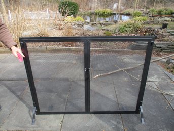 Black Powder Coated Steel Fireplace Screen