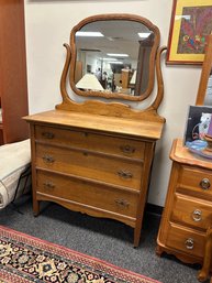 Oak Antique Dresser With Mirror