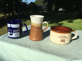 Lot Of 3 Vintage New England Coffee, Cocoa & Chowder Cups / Mugs - Cape Cod, New Hampshire