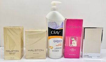 New Halston Perfume & Bath Oil, Paco Rabanne Bath Oil  Olay Body Lotion & Vitabath Shower Gelee