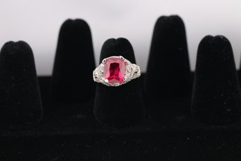 Sterling Silver Espo Ruby Ring Size 7