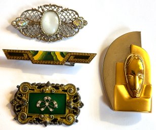 4 Vintage Pins By Catherine Popesco, Art Deco & More