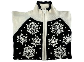 White House/Black Market Silk  Zip Up Festive Sweater - Size XS