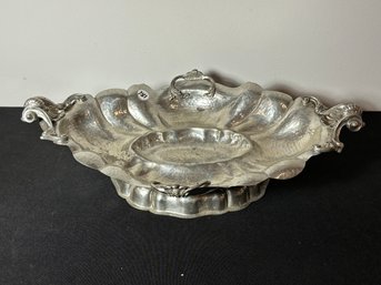 LARGE HAND HAMMERED ITALIAN PEWTER CENTERPIECE