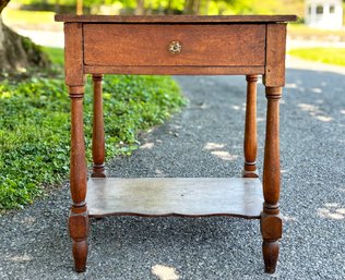 A Victorian Oak Side Table With Original Glass Hardware