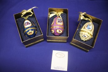 Lovely Lot Of Three Enameled Musical Ornaments Handcrafted From Valerie