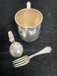 Sterling Silver Cup Fork Spoon Set