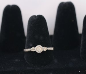 Sterling Silver Diamond Ring Size 11