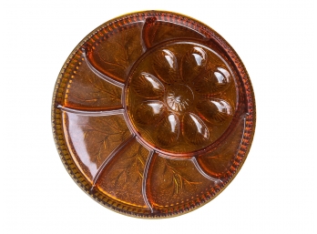 Amber Glass Egg Plate