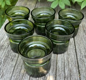 MCM Danish Jens Harald Quistgaard ( IHO) Dansk 'Hygge'  Green Glass Candle Light Holders Lot Of 6 All Marked