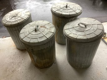 Galvanized Trash Cans Lot