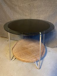 Glass Top/wicker End Table 1