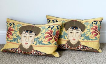 A Pair Of Chinese Empress Tapestry Throw Pillows