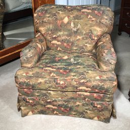 Fantastic Very Comfortable Club Chair With Beautiful Rooster Material - Very Nice Decorator Accent Piece