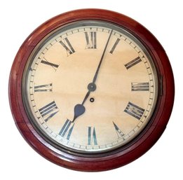 Antique Mahogany Working Wall Clock With Glazed Brass Door With Key