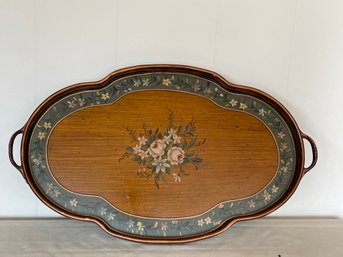 Wooden Tray Painted With Floral Design