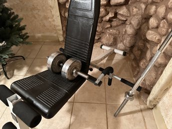 Pro Sport Weight Bench, Barbells And Pole