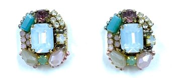 Gorgeous Multicolor Rhinestone Stud Earrings