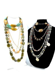 Grouping Of 7 Earthtone Statement Necklaces