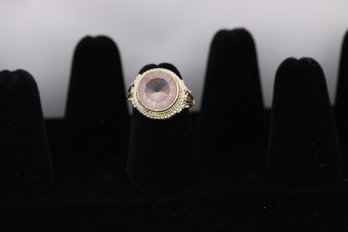 Sterling Silver Pink Stone Ring Size 6.5