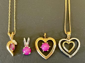 Contemporary Jewelry Collection With Hearts - Some 14K Gold & Red Ruby