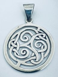 LARGE SIGNED SILPADA CELTI KNOT STERLING SILVER PENDANT