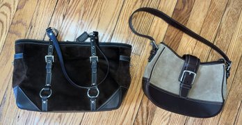 2 Coach Suede And Leather Handbags