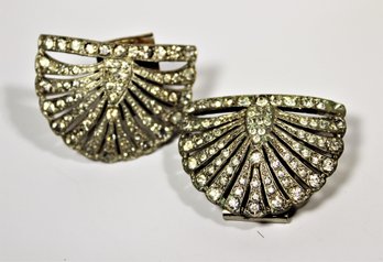 Pair Large White Paste Rhinestone Art Deco Shoe Buckles