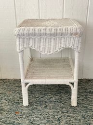 White Rattan Outdoor Side Table