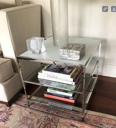 Mitchell Gold Manning Three Tiered Chrome Side Table (RETAIL $995)
