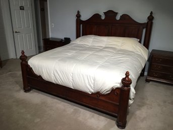 Incredible SUPER NICE King Size Bed - Mahogany Frame - STEARNS & FOSTER Mattress - With ALL Bedding & Pillows